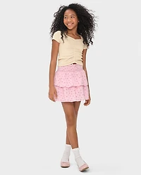Girls Smocked Tiered Skirt