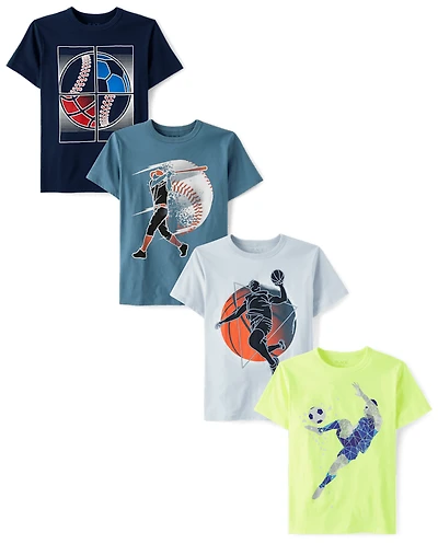 Lot de 4 t-shirts graphiques sport pour garçons