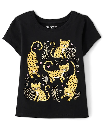 T-shirt graphique guépard pour bébé et petite fille