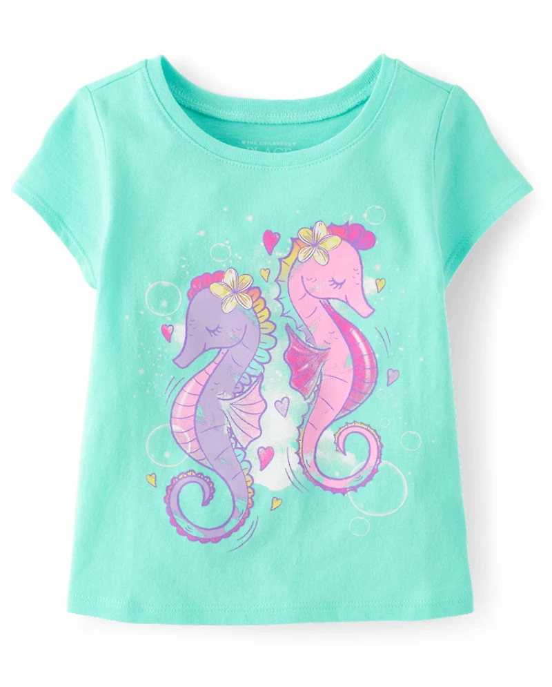 Baby And Toddler Girls Seahorse Graphic Tee