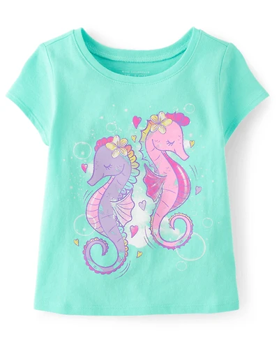Baby And Toddler Girls Seahorse Graphic Tee