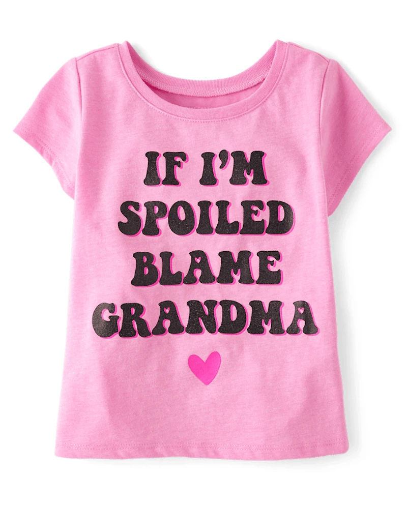 Baby And Toddler Girls Blame Grandma Graphic Tee