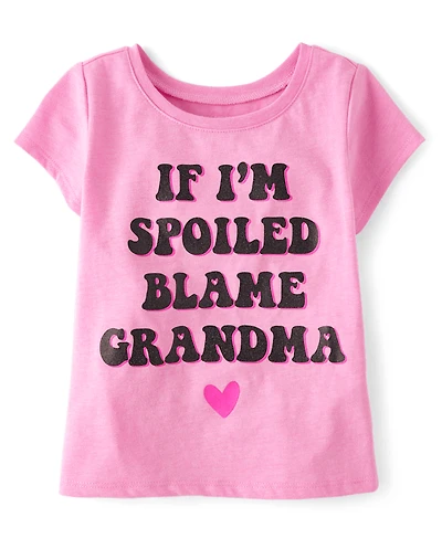 Baby And Toddler Girls Blame Grandma Graphic Tee