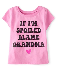 Baby And Toddler Girls Blame Grandma Graphic Tee
