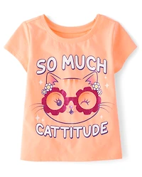 Baby And Toddler Girls Cat Graphic Tee