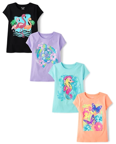 Girls Summer Graphic Tee 4-Pack