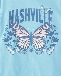 T-shirt graphique papillon Nashville pour filles