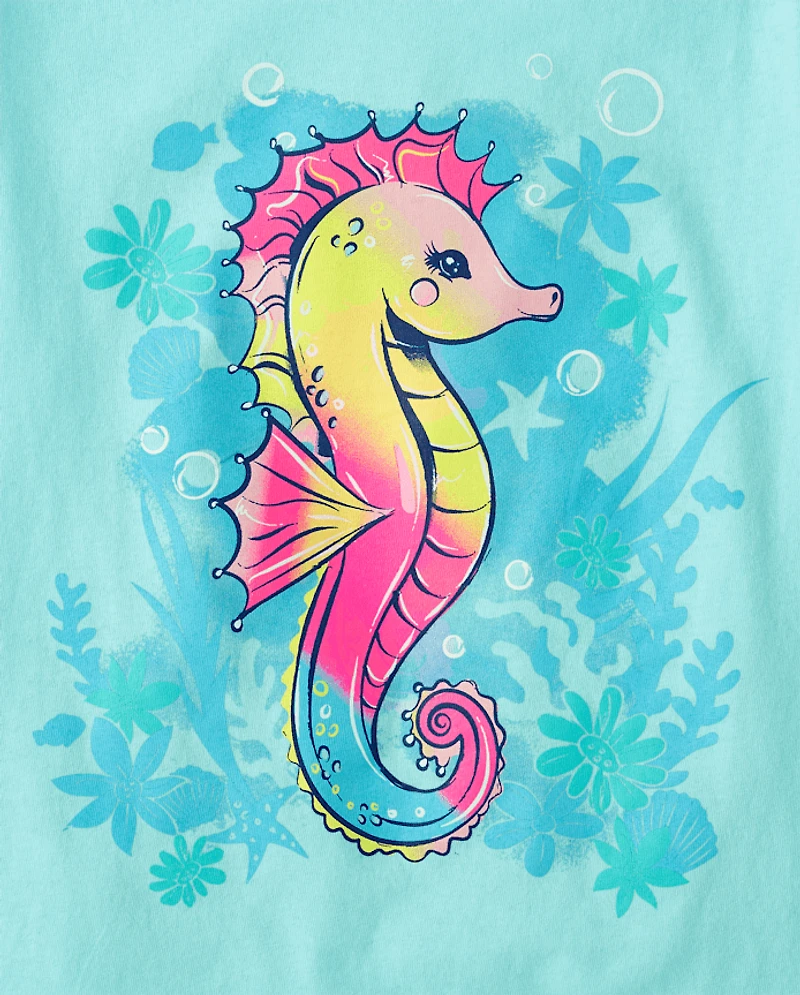 T-shirt graphique hippocampe pour fille