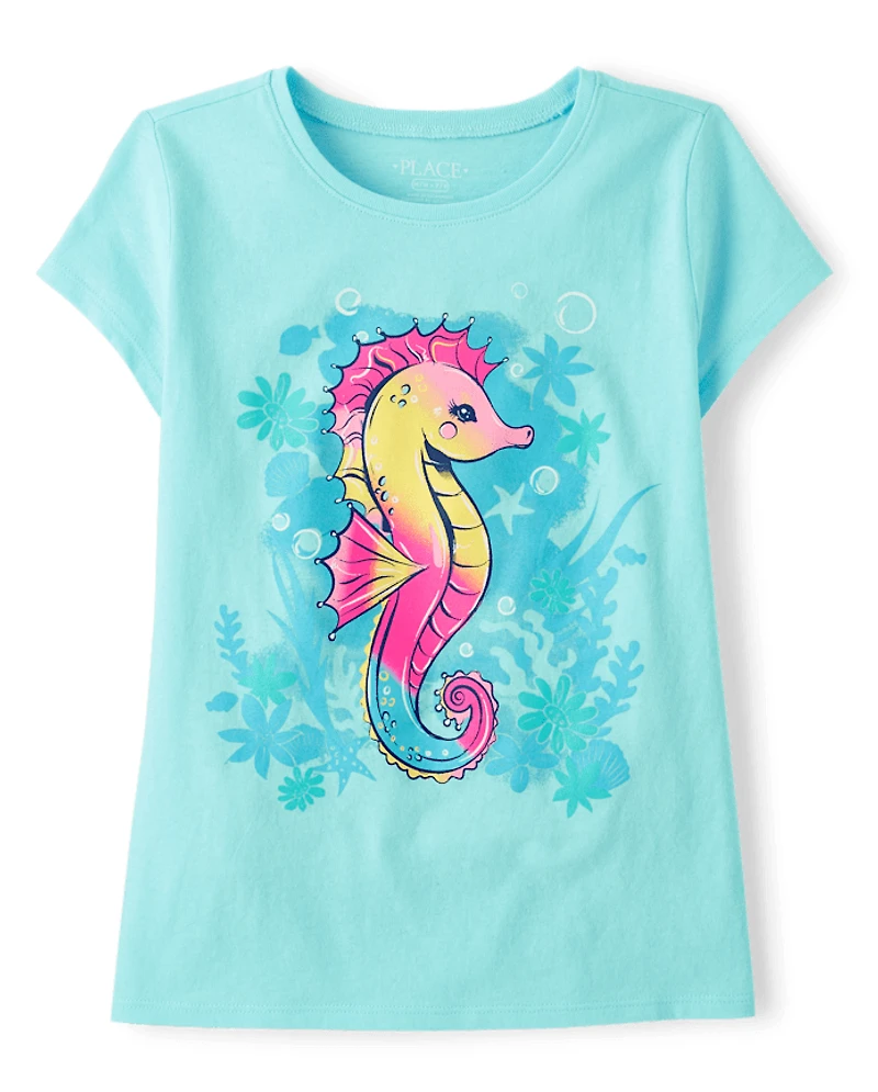 T-shirt graphique hippocampe pour fille
