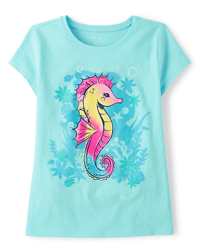 T-shirt graphique hippocampe pour fille