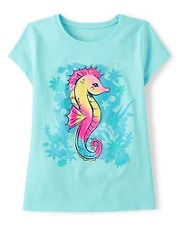 T-shirt graphique hippocampe pour fille