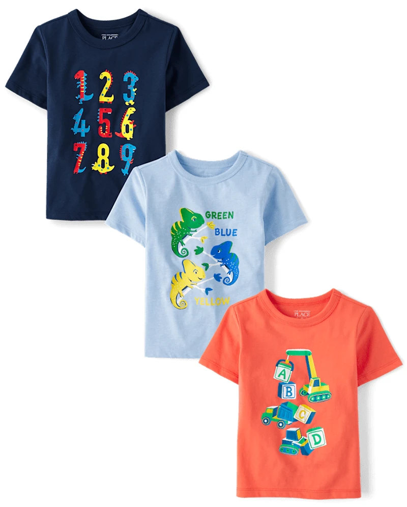 Baby And Toddler Boys Educational Graphic Tee 3-Pack