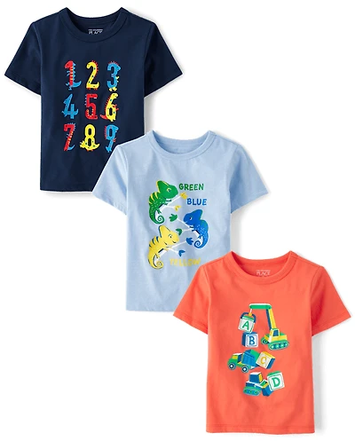 Baby And Toddler Boys Educational Graphic Tee 3-Pack