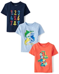 Baby And Toddler Boys Educational Graphic Tee 3-Pack