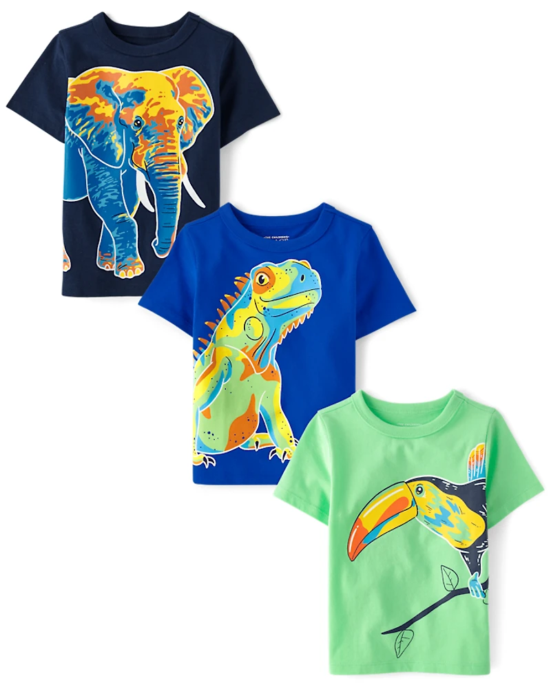 Baby And Toddler Boys Animal Graphic Tee 3-Pack