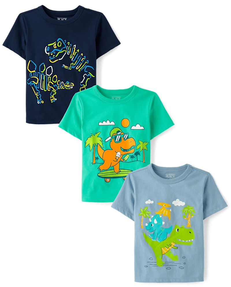 Baby And Toddler Boys Dino Graphic Tee 3-Pack