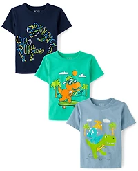 Baby And Toddler Boys Dino Graphic Tee 3-Pack