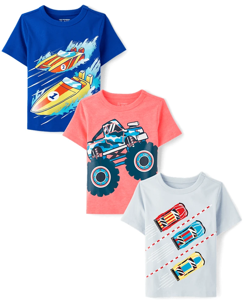 Baby And Toddler Boys Vehicle Graphic Tee 3-Pack