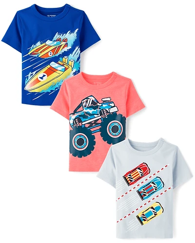 Baby And Toddler Boys Vehicle Graphic Tee 3-Pack