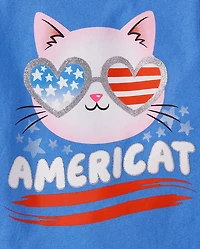 Baby And Toddler Girls American Cat Graphic Tee
