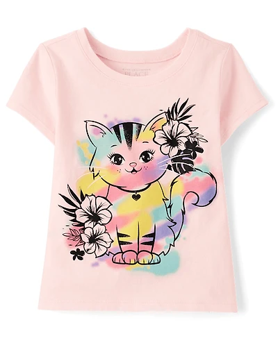 T-shirt graphique chat pour bébé et petite fille