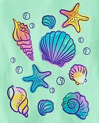 Baby And Toddler Girls Seashell Graphic Tee