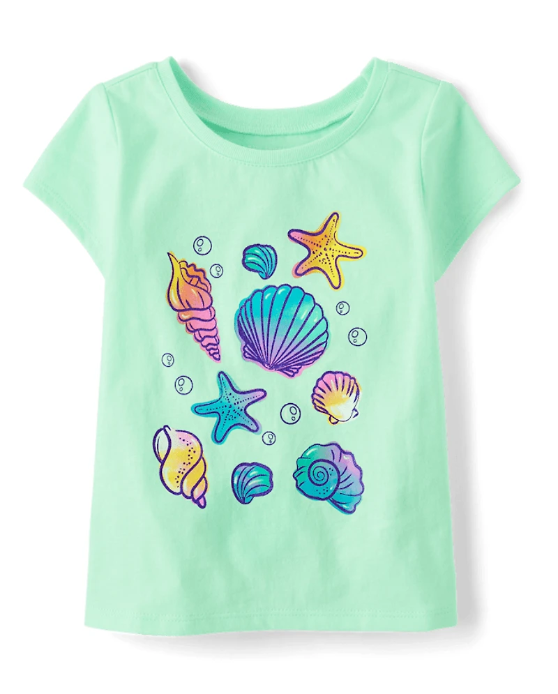 Baby And Toddler Girls Seashell Graphic Tee