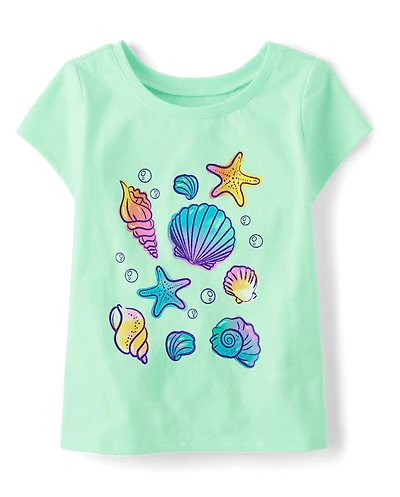 Baby And Toddler Girls Seashell Graphic Tee