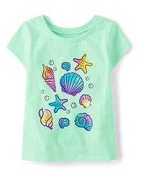 Baby And Toddler Girls Seashell Graphic Tee