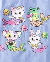 Baby And Toddler Girls Animal Mermaids Graphic Tee