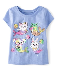 Baby And Toddler Girls Animal Mermaids Graphic Tee