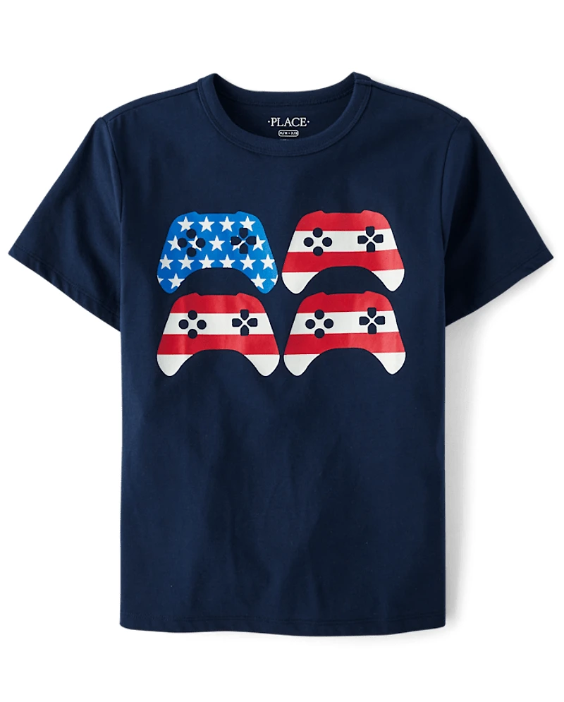 Boys American Flag Gamer Graphic Tee