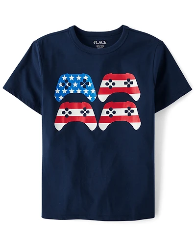Boys American Flag Gamer Graphic Tee
