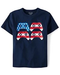 Boys American Flag Gamer Graphic Tee
