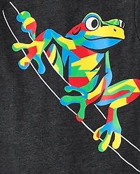 T-shirt graphique à motif de grenouille pour bébé et tout-petit garçon