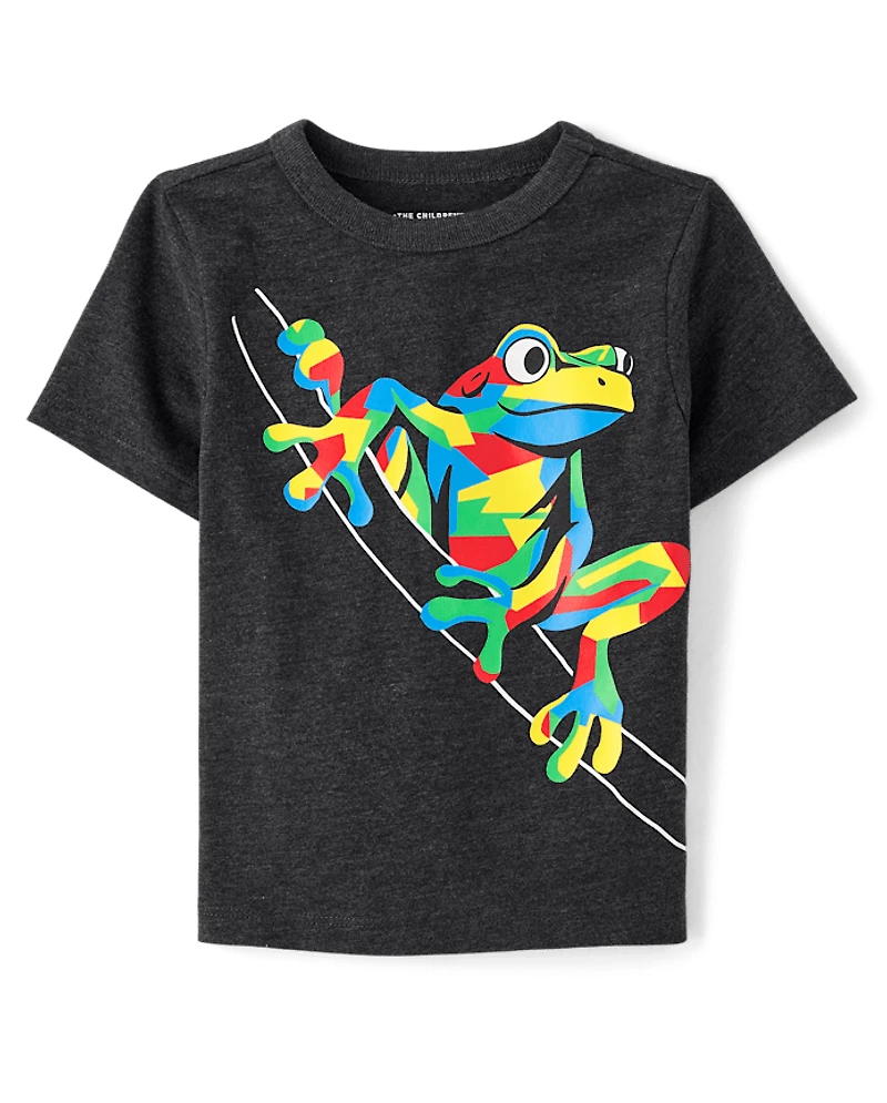 T-shirt graphique à motif de grenouille pour bébé et tout-petit garçon