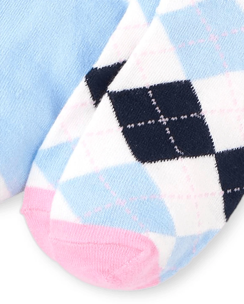 Girls Argyle Knee Socks 2-Pack