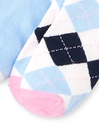 Girls Argyle Knee Socks 2-Pack