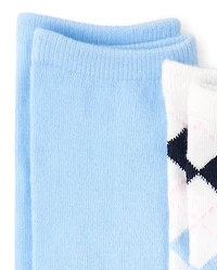 Girls Argyle Knee Socks 2-Pack