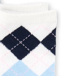 Girls Argyle Knee Socks 2-Pack
