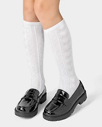 Girls Heart Pointelle Knee Socks -Pack