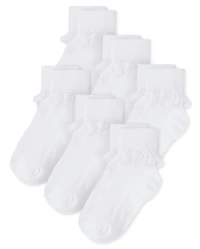 Girls Lace Turn Cuff Socks 6-Pack
