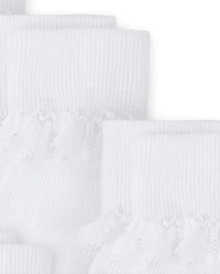 Girls Lace Turn Cuff Socks 6-Pack