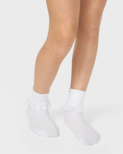 Girls Lace Turn Cuff Socks 6-Pack
