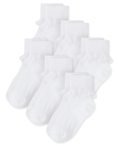 Girls Lace Turn Cuff Socks 6-Pack