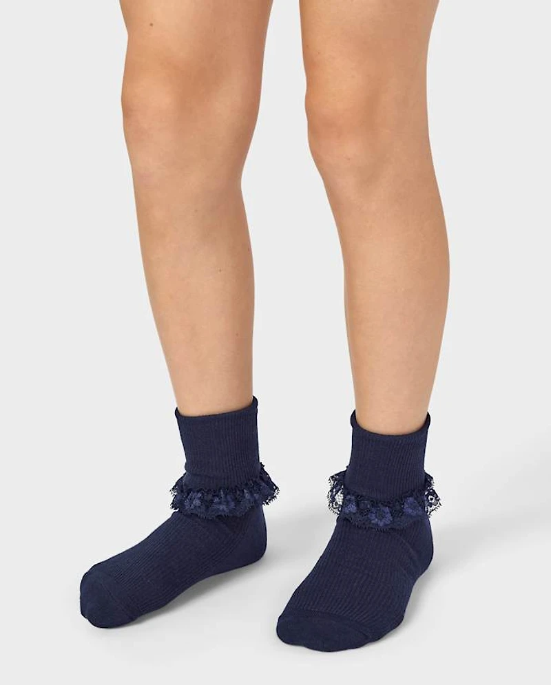 Girls Lace Turn Cuff Socks 6-Pack