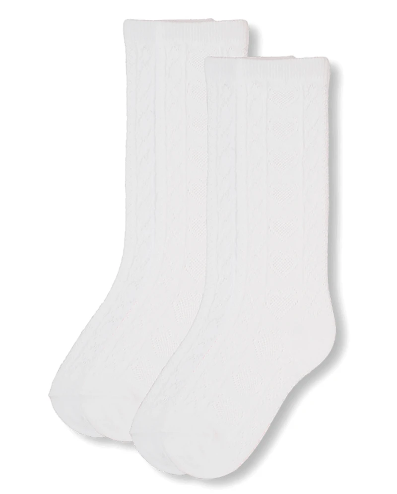 Girls Heart Pointelle Knee Socks 2-Pack