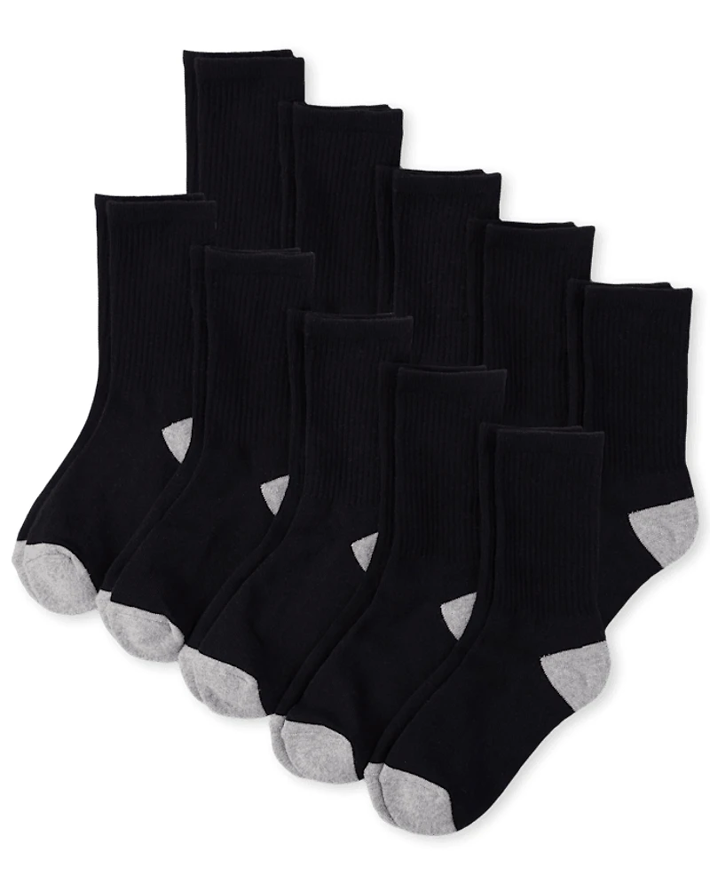 Boys Cushioned Crew Socks 10-Pack