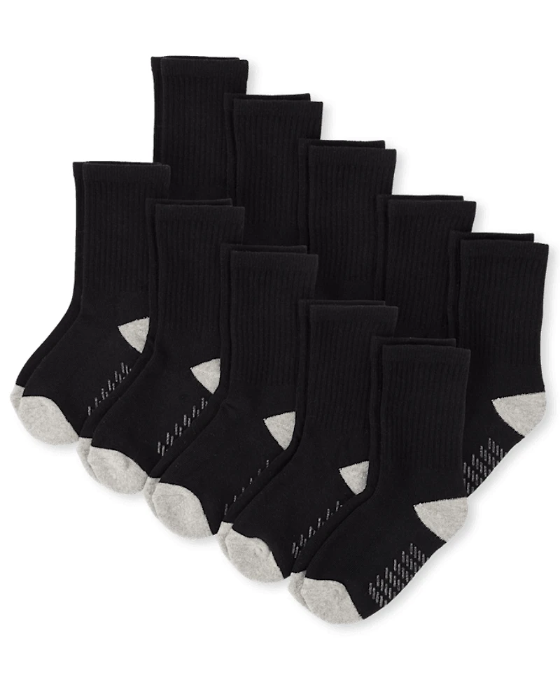 Boys Cushioned Crew Socks 10-Pack
