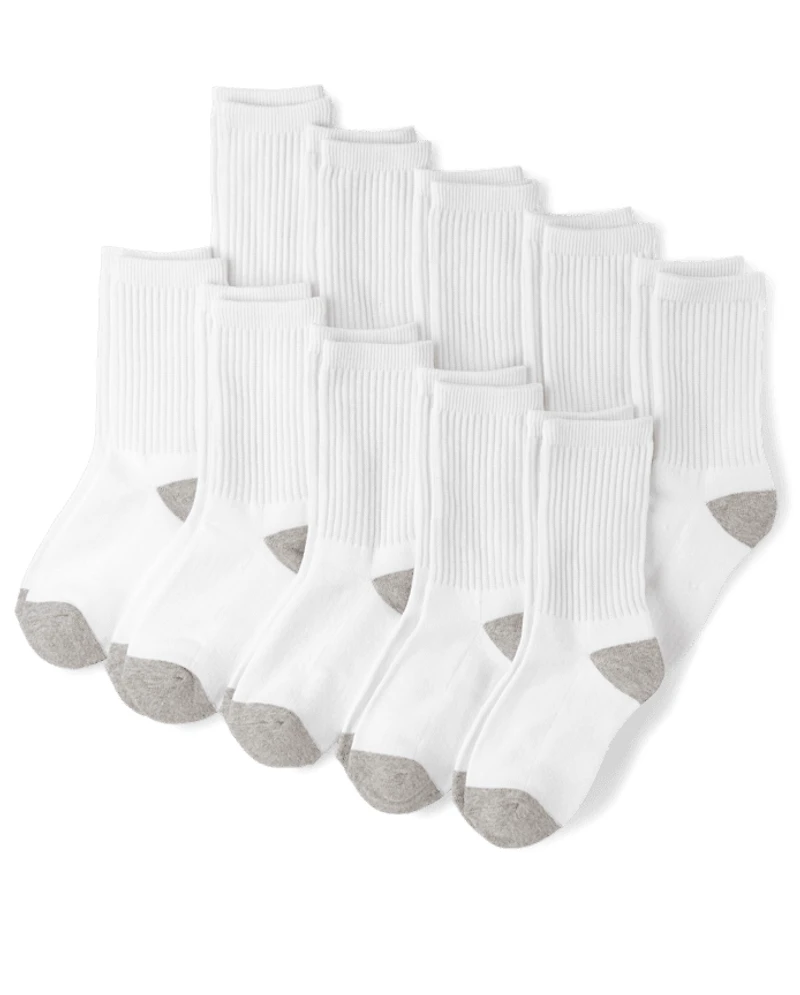 Boys Cushioned Crew Socks 10-Pack